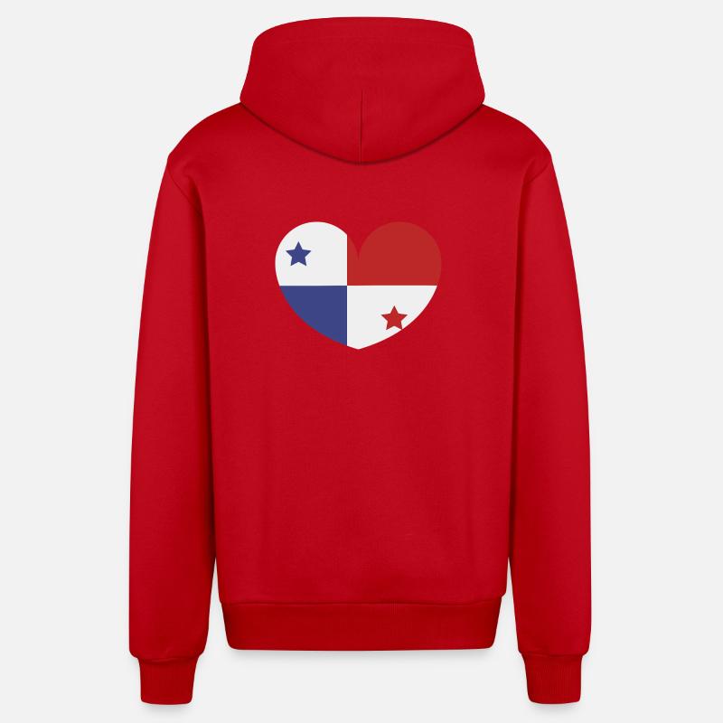 Drapeau du cœur du Panama - Veste à capuche bio décontractée fabriquée en UE - rouge