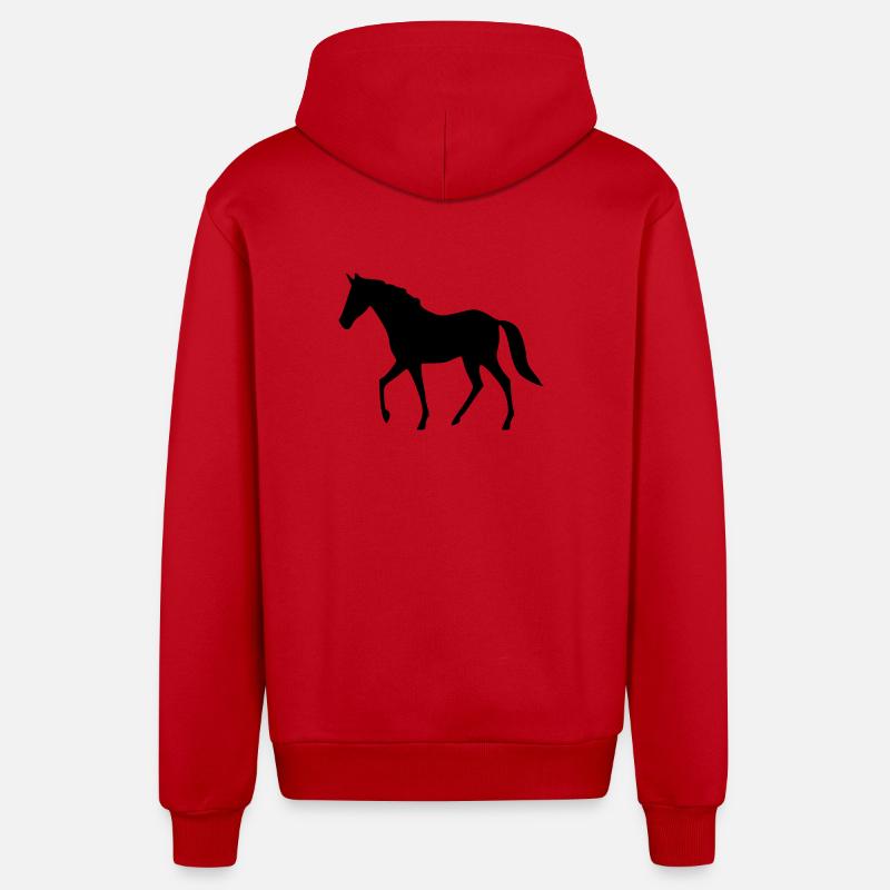 Cheval Silhouettes Cavalier Cadeau Noir - Veste à capuche bio décontractée fabriquée en UE - rouge