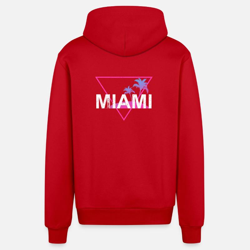 Miami Neon Palm Trees Rétro - Veste à capuche bio décontractée fabriquée en UE - rouge