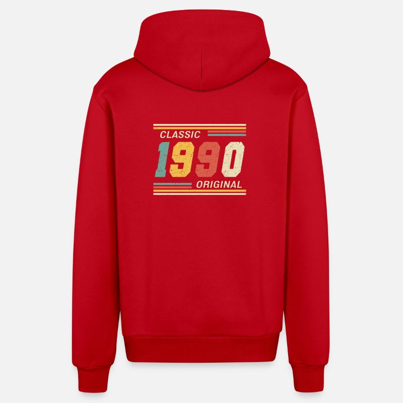 Classique 1990 original 1990 - Veste à capuche bio décontractée fabriquée en UE - rouge