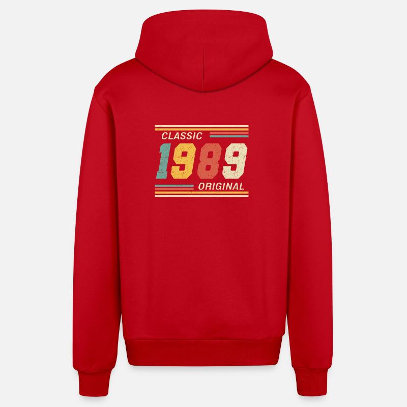 Classique 1989 original 1989 - Veste à capuche bio décontractée fabriquée en UE - rouge