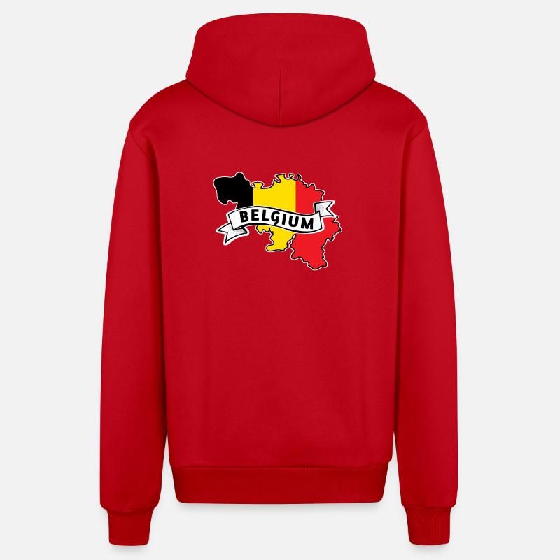 Cartes Belgium Flags - Veste à capuche bio décontractée fabriquée en UE - rouge