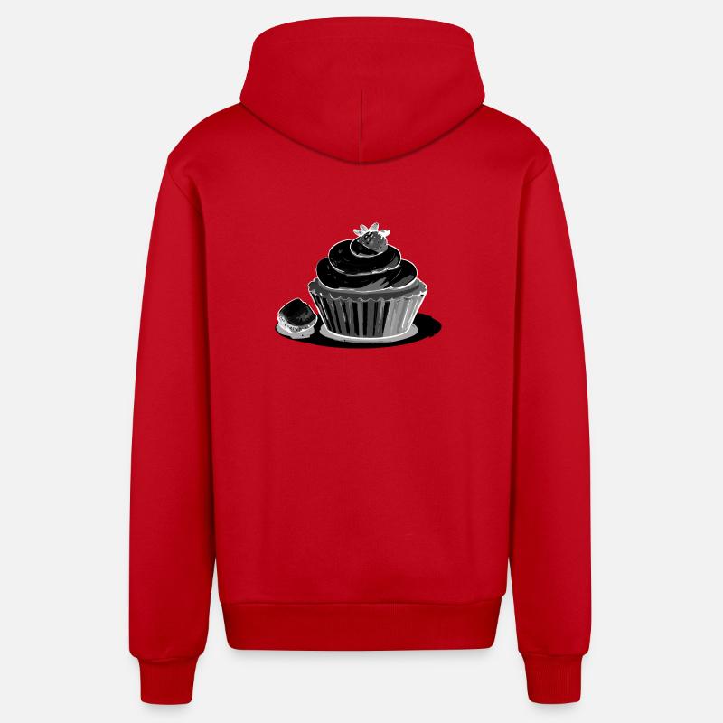 Cupcake Strawberry - Organic Relaxed Hooded Jacket Made in EU - red