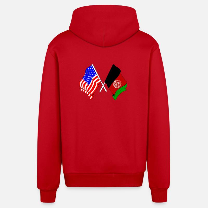 Drapeau des États-Unis Drapeau de l’Afghanistan - Veste à capuche bio décontractée fabriquée en UE - rouge