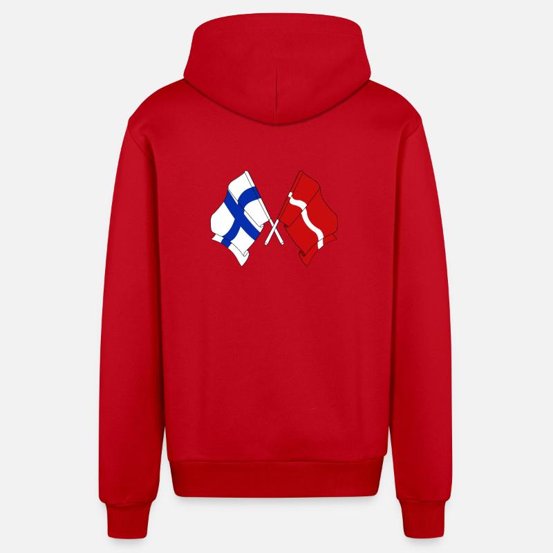 Drapeau Finlande, drapeau Lettonie - Veste à capuche bio décontractée fabriquée en UE - rouge