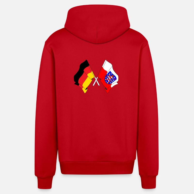 Drapeau Allemagne Thuringe - Veste à capuche bio décontractée fabriquée en UE - rouge