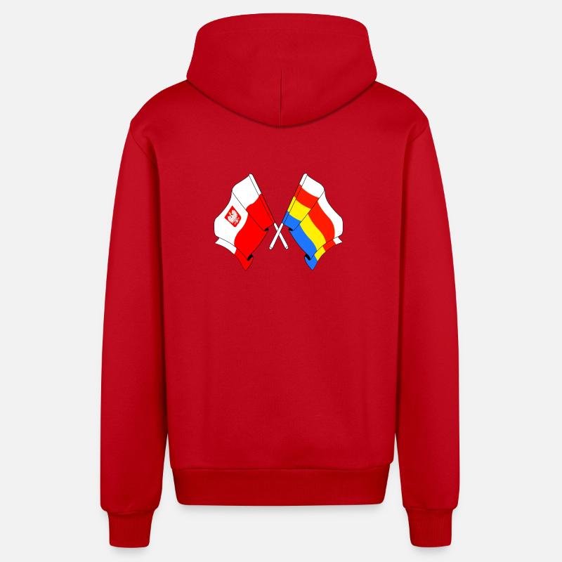 Drapeau de la Pologne, Podlachie croisée - Veste à capuche bio décontractée fabriquée en UE - rouge