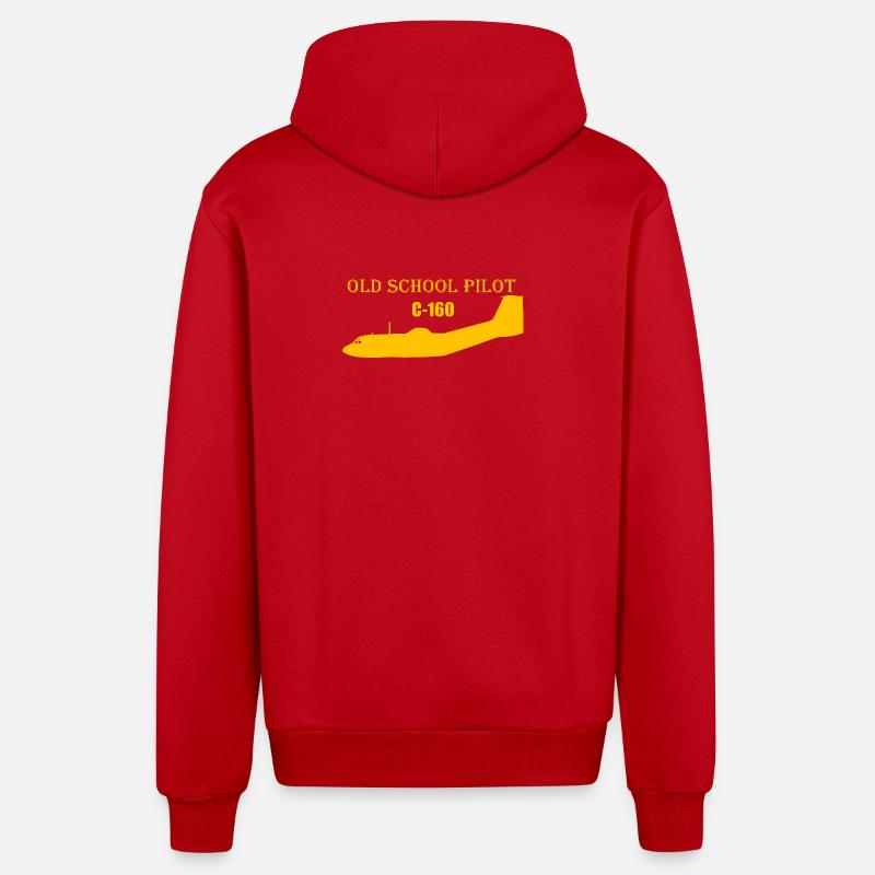 Pilote à l’ancienne C-160 - Veste à capuche bio décontractée fabriquée en UE - rouge