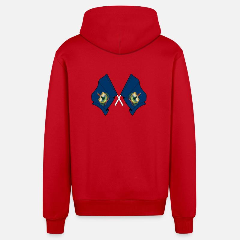Deux drapeaux ont traversé le Vermont - Veste à capuche bio décontractée fabriquée en UE - rouge