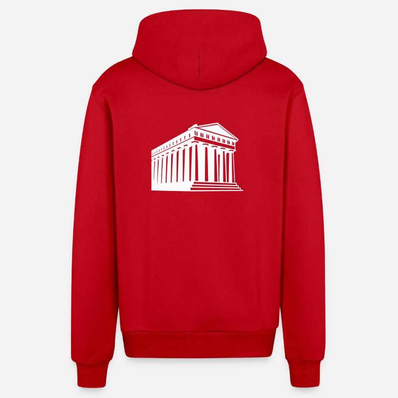 Illustration du temple grec antique - Veste à capuche bio décontractée fabriquée en UE - rouge