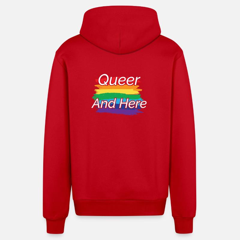 Fierté queer : design arc-en-ciel - Veste à capuche bio décontractée fabriquée en UE - rouge