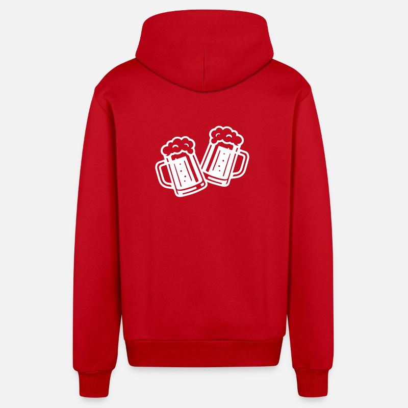 Chope de bière Beer Cheers - Veste à capuche bio décontractée fabriquée en UE - rouge