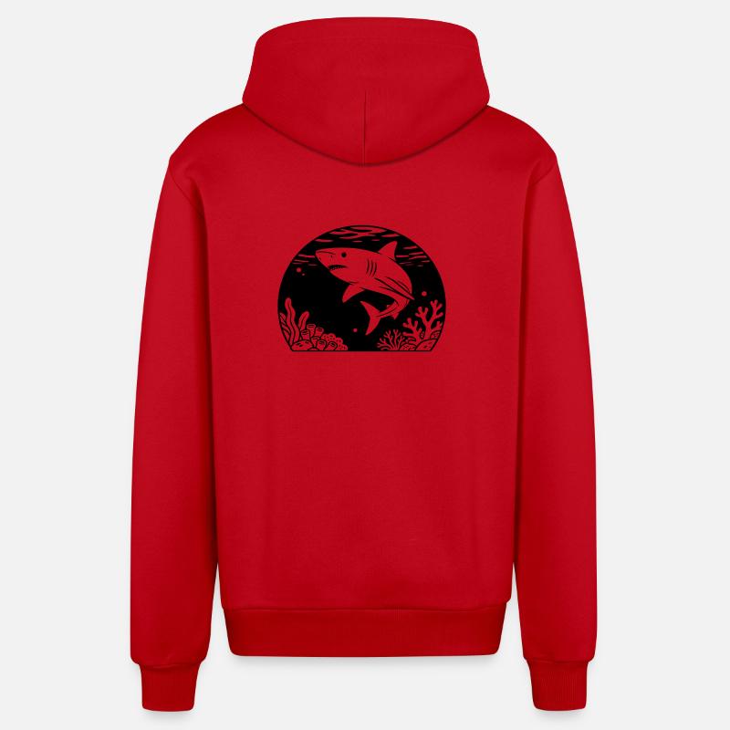 Requin avec corail - Veste à capuche bio décontractée fabriquée en UE - rouge
