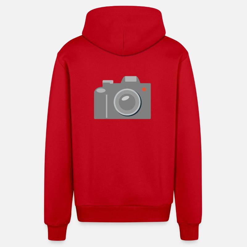 Icône de caméra Gris graphique - Veste à capuche bio décontractée fabriquée en UE - rouge