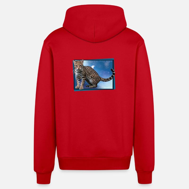 Bokeh léopard bleu - Veste à capuche bio décontractée fabriquée en UE - rouge