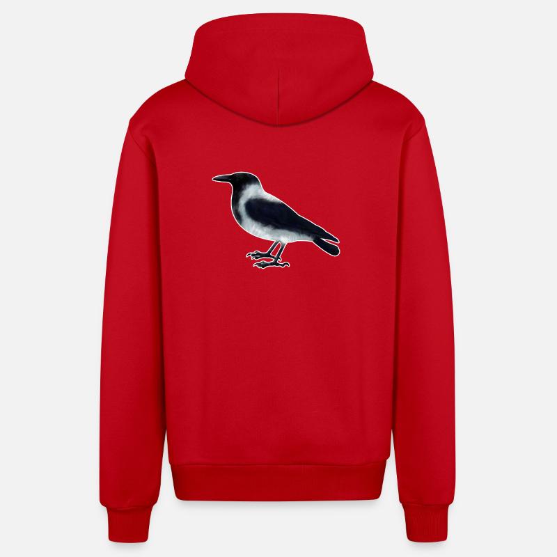 Corbeau encapuchonné.1 - Veste à capuche bio décontractée fabriquée en UE - rouge