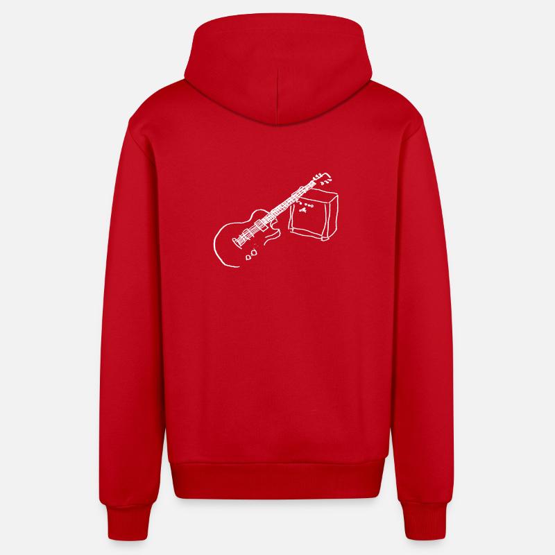 Guitare électrique blanche - Veste à capuche bio décontractée fabriquée en UE - rouge