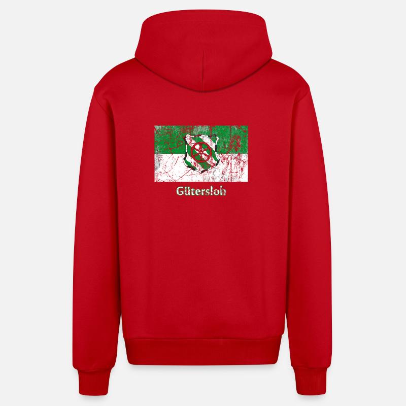 Flagge Gütersloh Stadtfahne Stadtfahne Drapeau - Organic Relaxed Kapuzenjacke Made in EU - Rot