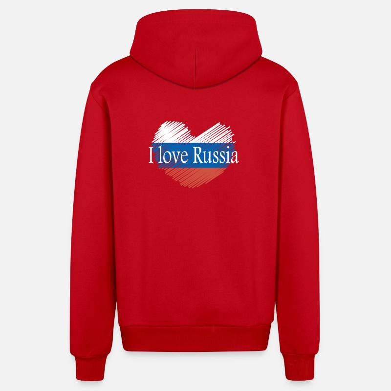 J'aime la russie - Veste à capuche bio décontractée fabriquée en UE - rouge