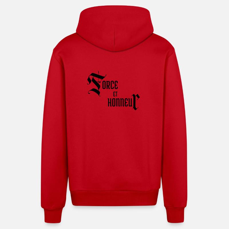 Force et Honneur - Veste à capuche bio décontractée fabriquée en UE - rouge