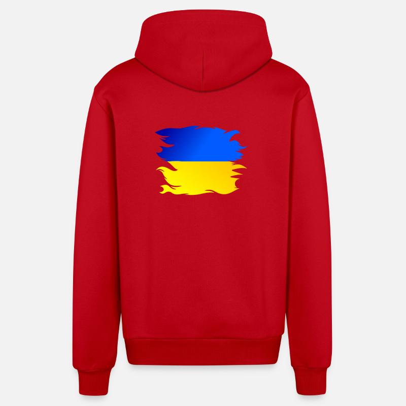 Drapeau de l’Ukraine Drapeau - Veste à capuche bio décontractée fabriquée en UE - rouge