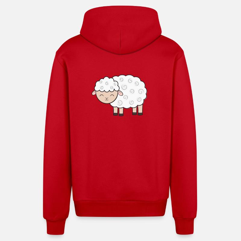 Moutons Moutons - Veste à capuche bio décontractée fabriquée en UE - rouge