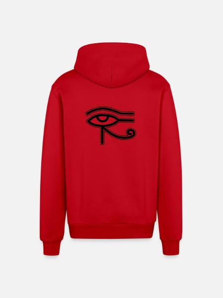 Eye Horus Egypt - Organic Relaxed Hooded Jacket Made in EU - red