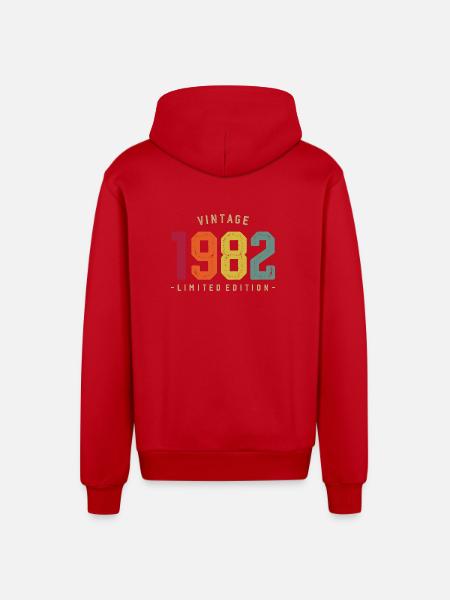 Millésime 1982 Edition Limitée - Veste à capuche bio décontractée fabriquée en UE - rouge