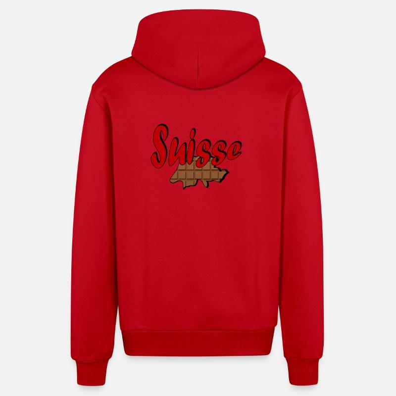 Suisse Chocolat - Veste à capuche bio décontractée fabriquée en UE - rouge
