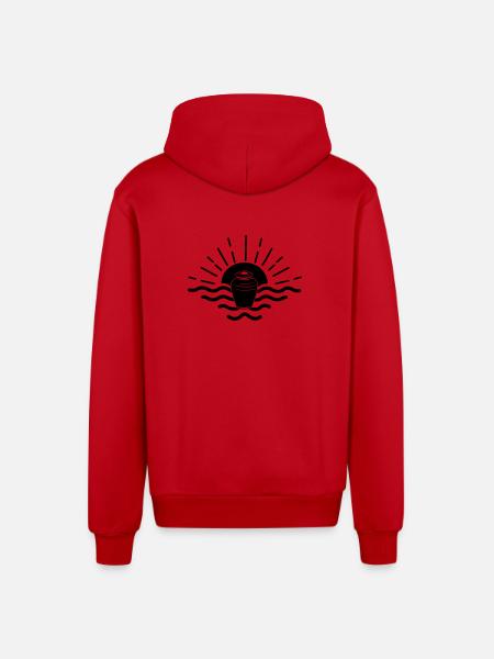 sunset sea urn - Organic Relaxed Hooded Jacket Made in EU - red