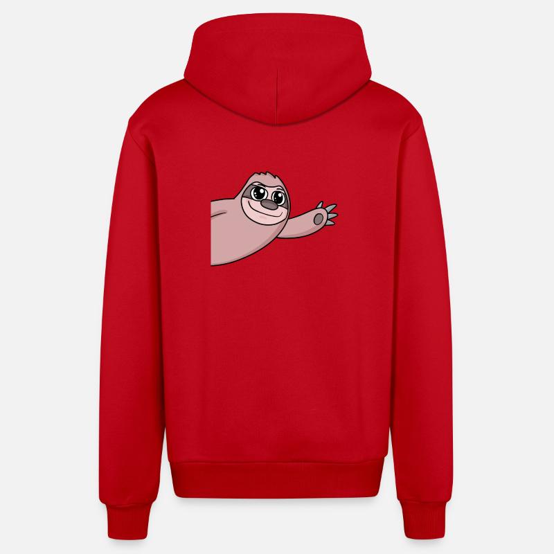 Sloth Greeting Greeting - Organic Relaxed Hooded Jacket Made in EU - red