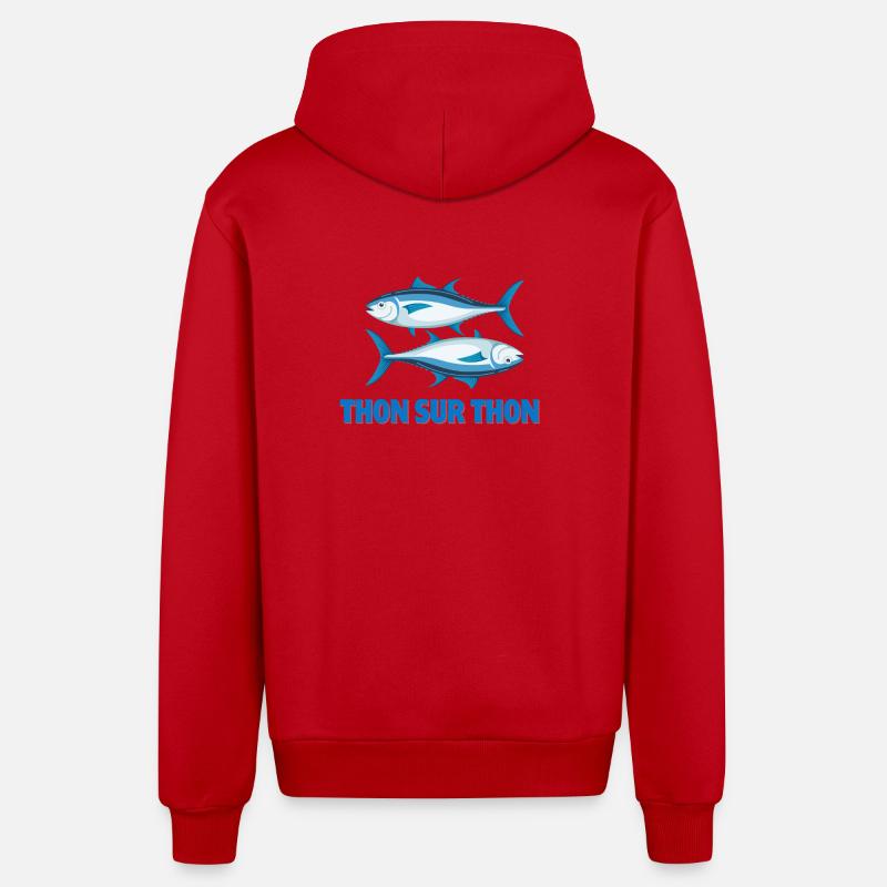 pêche, pêcheur, fan de pêche - Veste à capuche bio décontractée fabriquée en UE - rouge