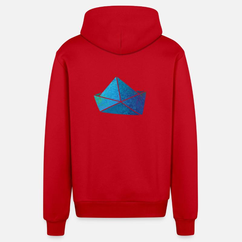 Papierboot Meeresgrund Boot Schiff Meer Kinder - Organic Relaxed Kapuzenjacke Made in EU - Rot