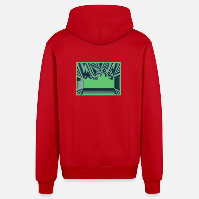 Ligne d’horizon de Berlin - Veste à capuche bio décontractée fabriquée en UE - rouge