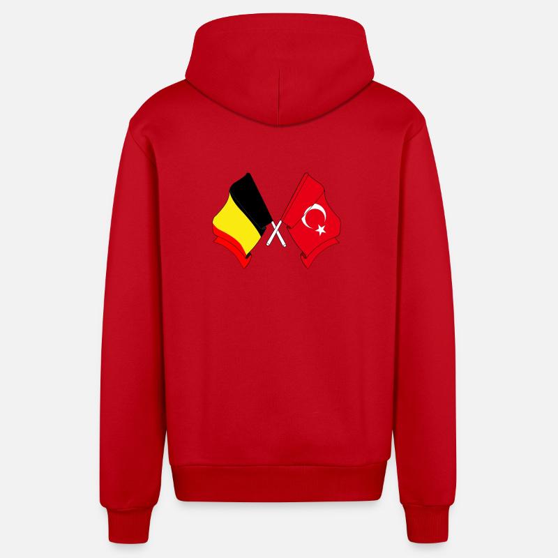 Drapeau Belgique, drapeau Turquie - Veste à capuche bio décontractée fabriquée en UE - rouge