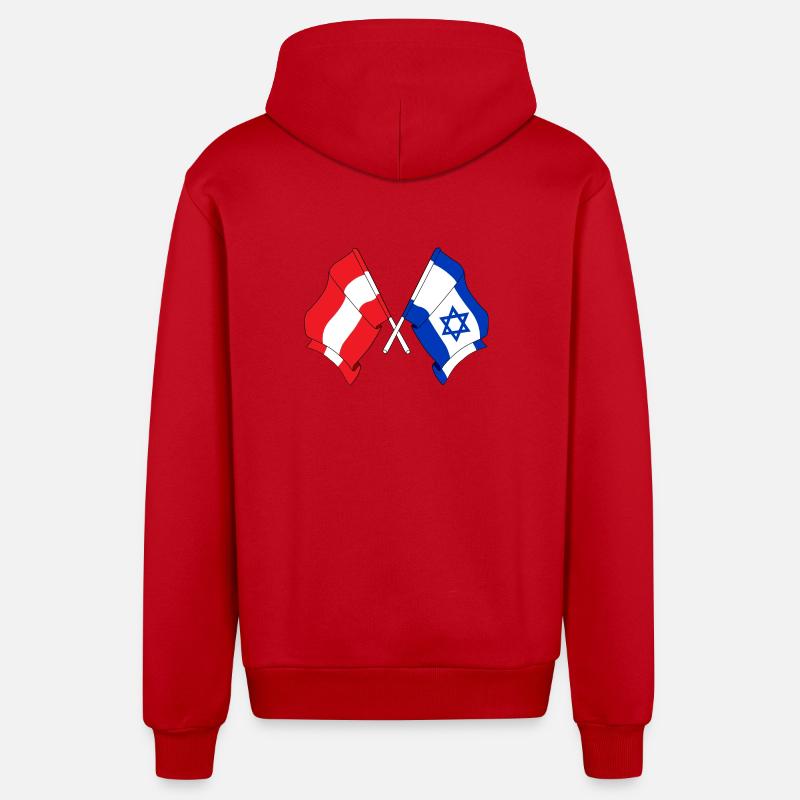 Drapeau Autriche, drapeau Israël - Veste à capuche bio décontractée fabriquée en UE - rouge