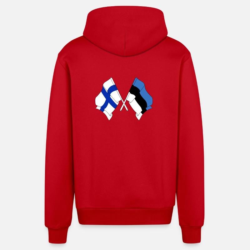Drapeau Finlande, drapeau Estonie - Veste à capuche bio décontractée fabriquée en UE - rouge
