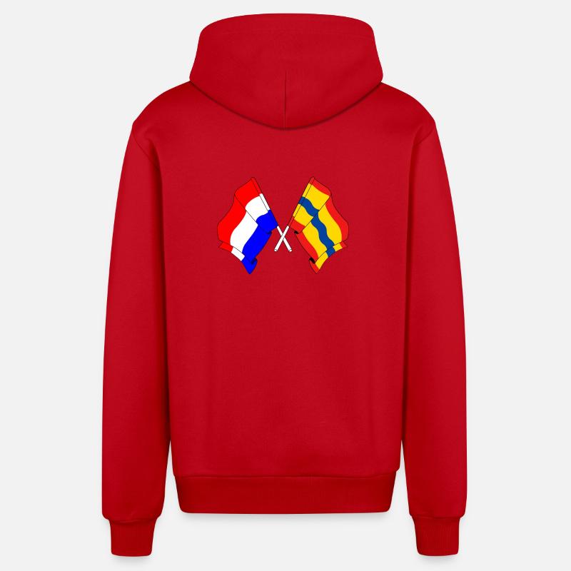 Drapeau des Pays-Bas, Overijssel croisé - Veste à capuche bio décontractée fabriquée en UE - rouge