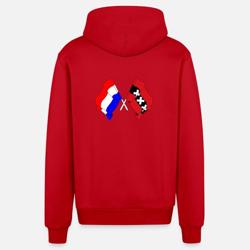 Drapeau Pays-Bas, Amsterdam croisé - Veste à capuche bio décontractée fabriquée en UE - rouge