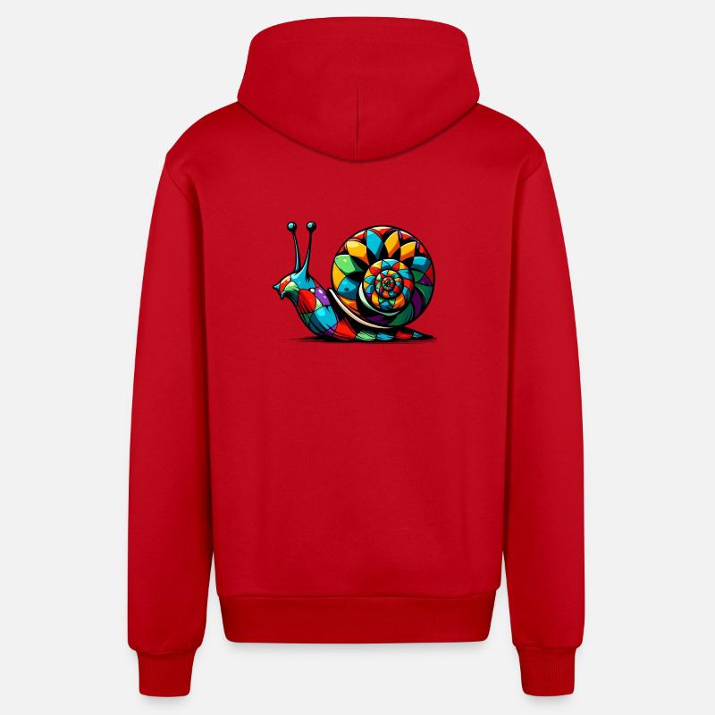 Escargot arlequin - Veste à capuche bio décontractée fabriquée en UE - rouge