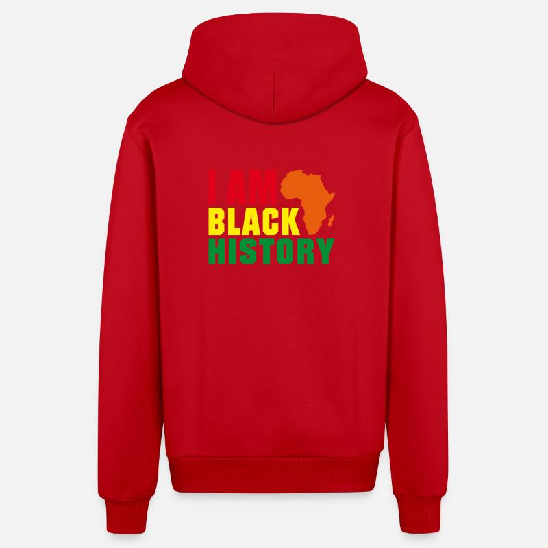 Je suis l'histoire des Noirs - Veste à capuche bio décontractée fabriquée en UE - rouge
