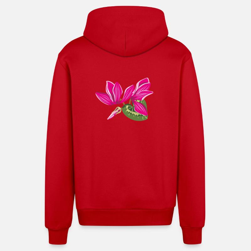 Bouquet de fleurs de cyclamens - Veste à capuche bio décontractée fabriquée en UE - rouge