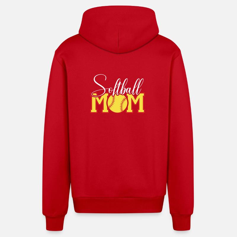 Emblème de maman de softball - Veste à capuche bio décontractée fabriquée en UE - rouge