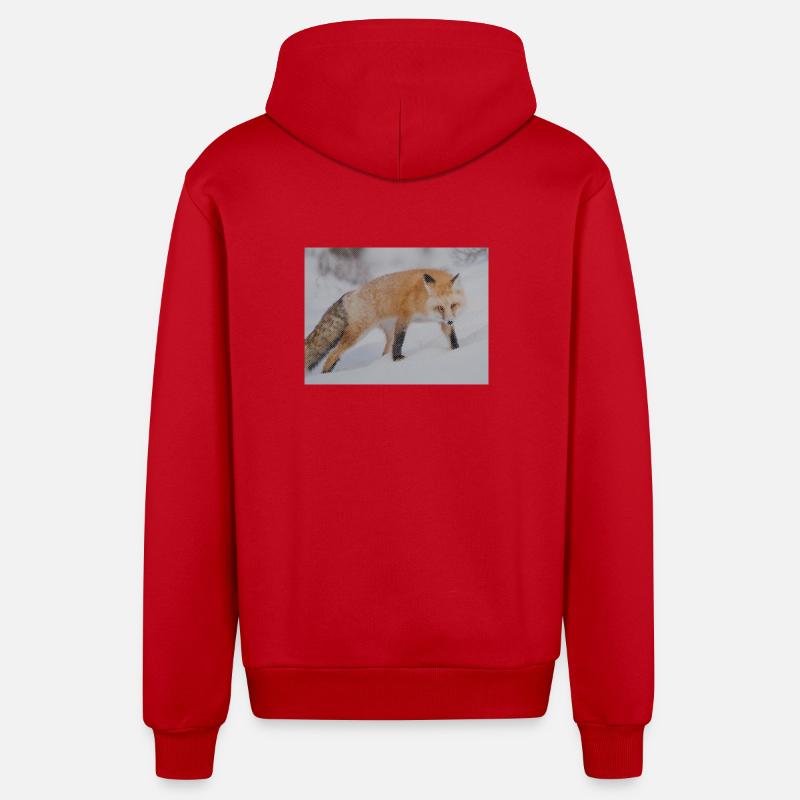 Renard des neiges Pixel Art - Veste à capuche bio décontractée fabriquée en UE - rouge