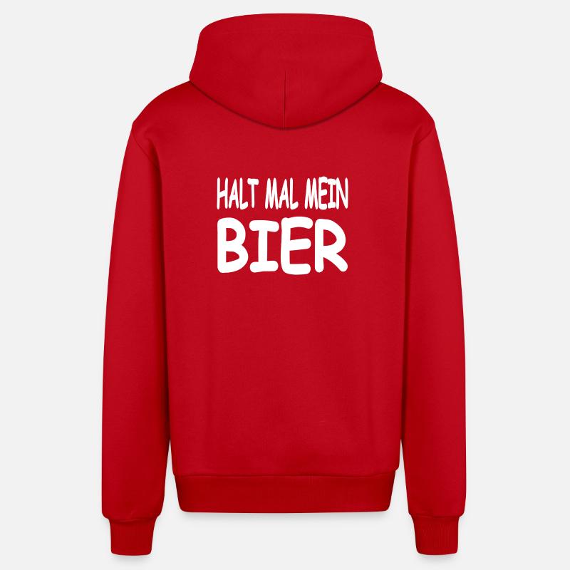 Bière - Veste à capuche bio décontractée fabriquée en UE - rouge