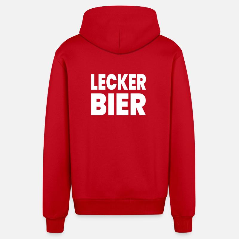 Bière - Veste à capuche bio décontractée fabriquée en UE - rouge