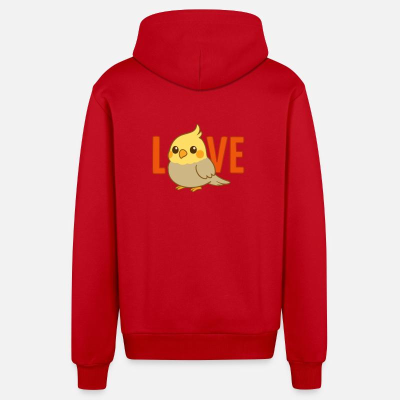 Amour calopsitte - Veste à capuche bio décontractée fabriquée en UE - rouge