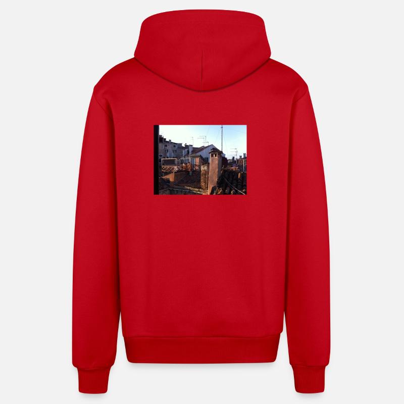 Toits de Venise - Veste à capuche bio décontractée fabriquée en UE - rouge