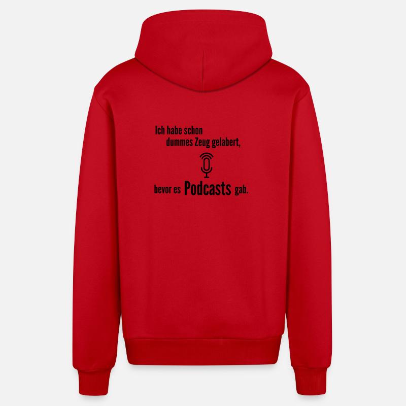 Avant le podcast - Veste à capuche bio décontractée fabriquée en UE - rouge