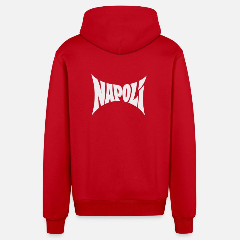 Napoli Typography Design - Organic Relaxed Hooded Jacket Made in EU - red